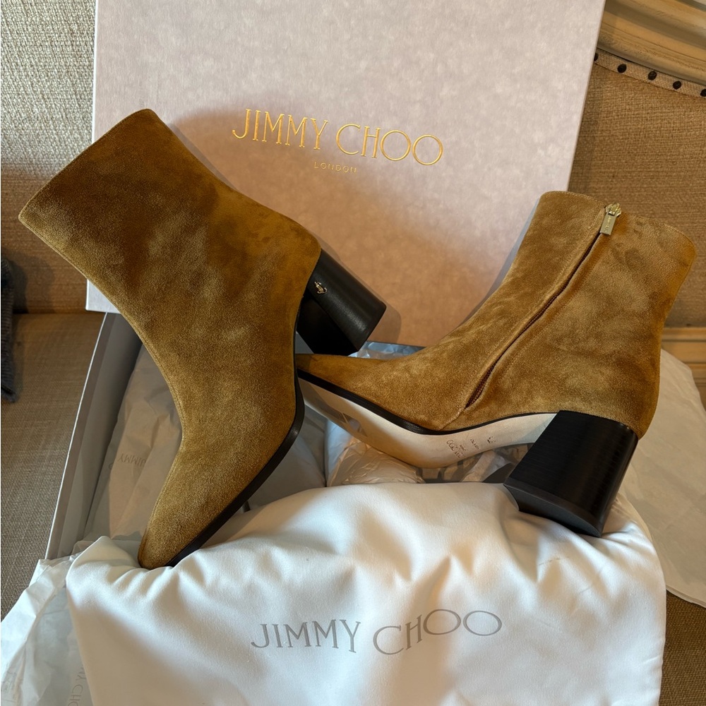 Jimmy Choo Brown Suede Heeled Boots